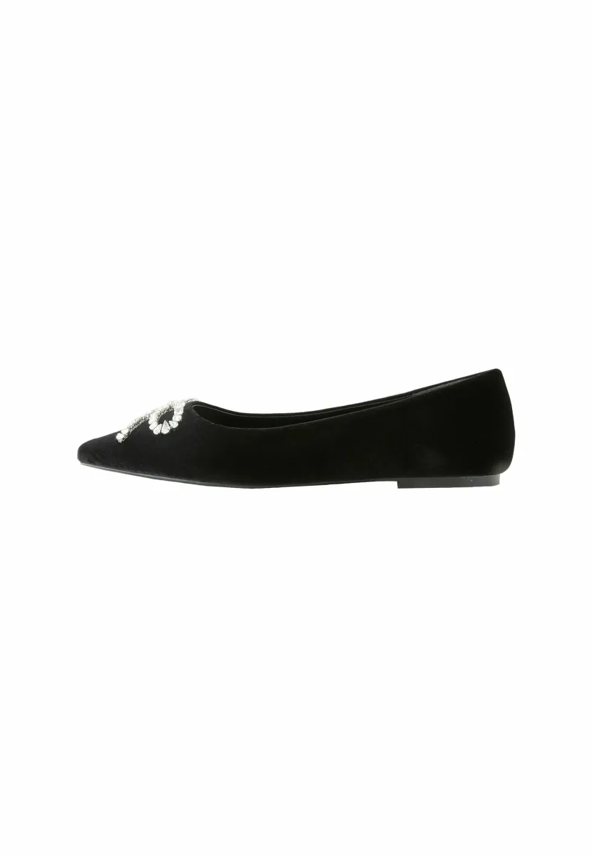 REGULAR FIT - FOREVER COMFORT POINTED TOE JEWELLED BOW  - Klassischer Ballerina - black satin