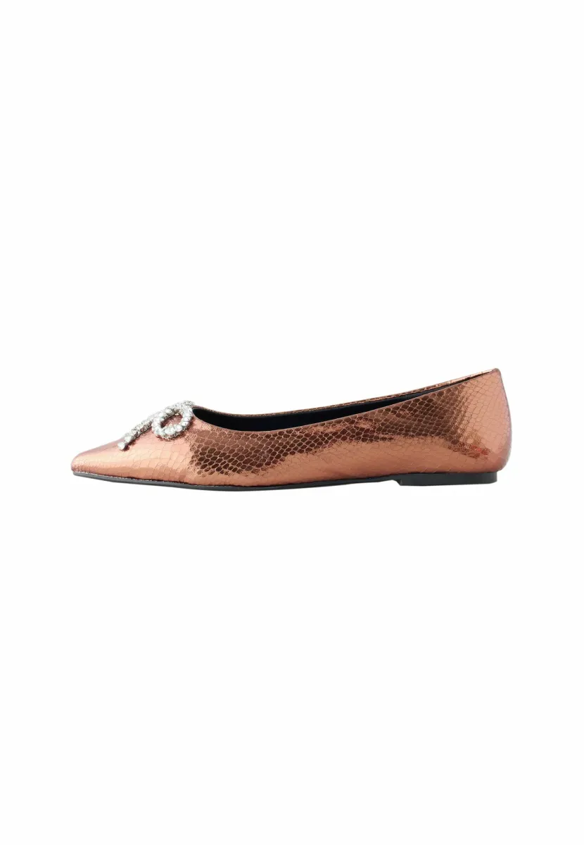 REGULAR FIT - FOREVER COMFORT POINTED TOE JEWELLED BOW  - Klassischer Ballerina - bronze