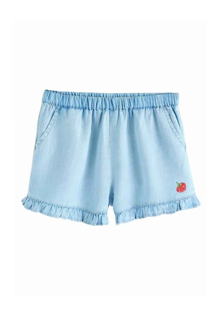 REGULAR FIT - FRILL - Jeans Shorts - denim