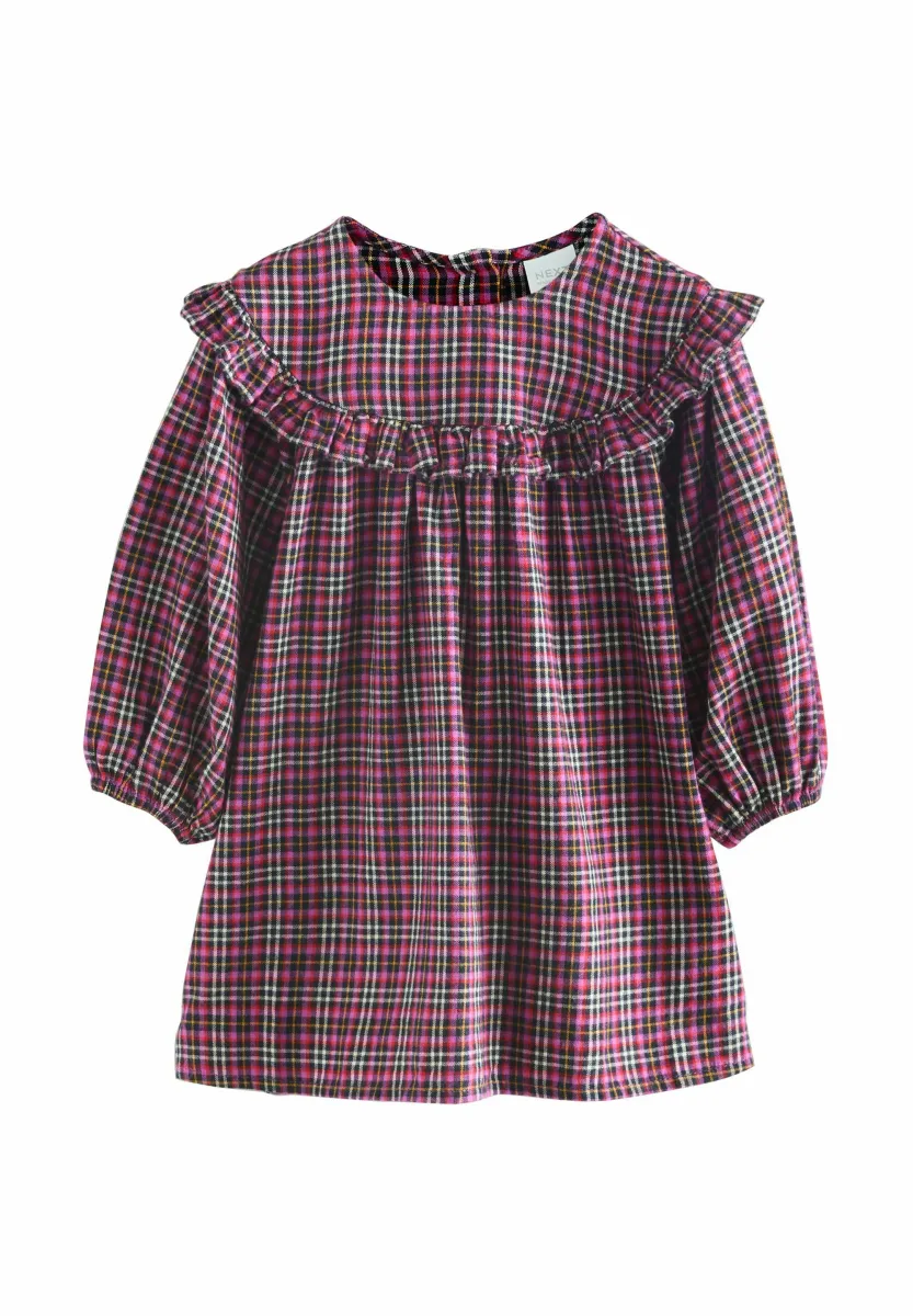 REGULAR FIT - FRILL LONG SLEEVE - Freizeitkleid - purple check