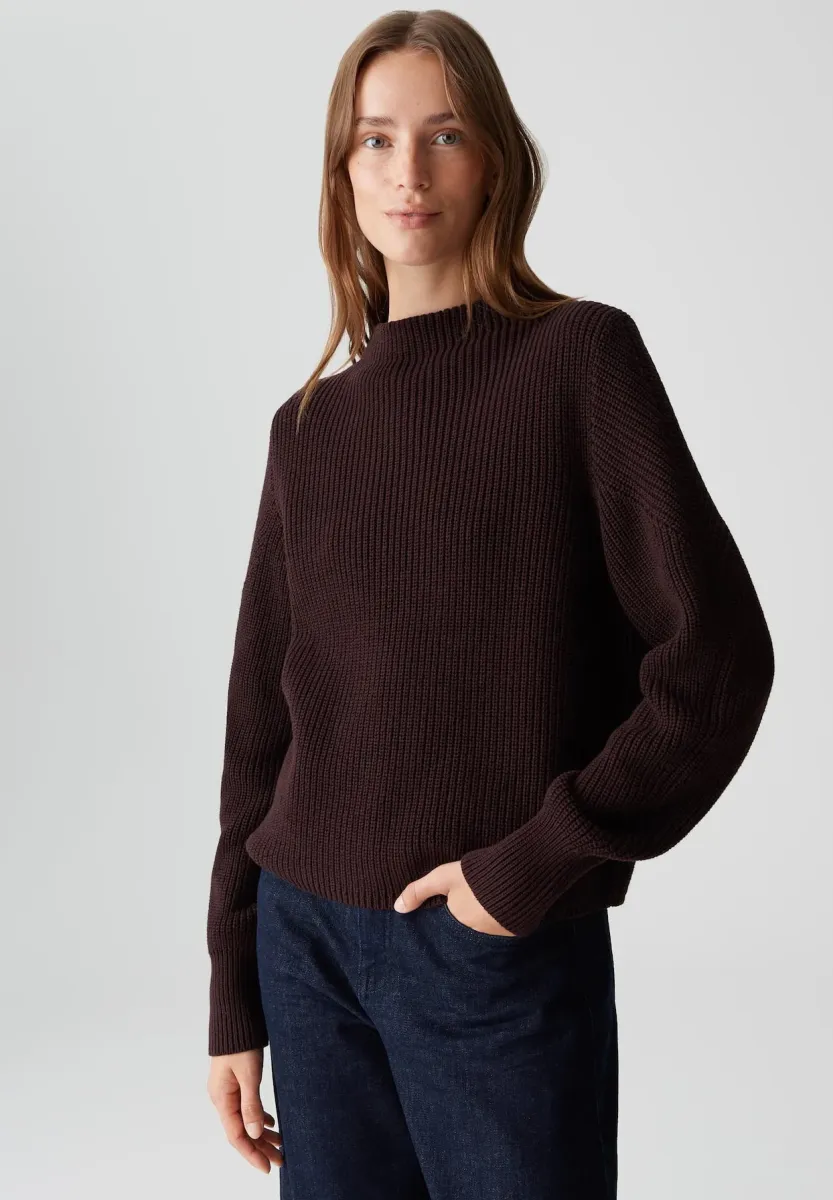 REGULAR FIT FUNNEL NECK - Strickpullover - dark grape