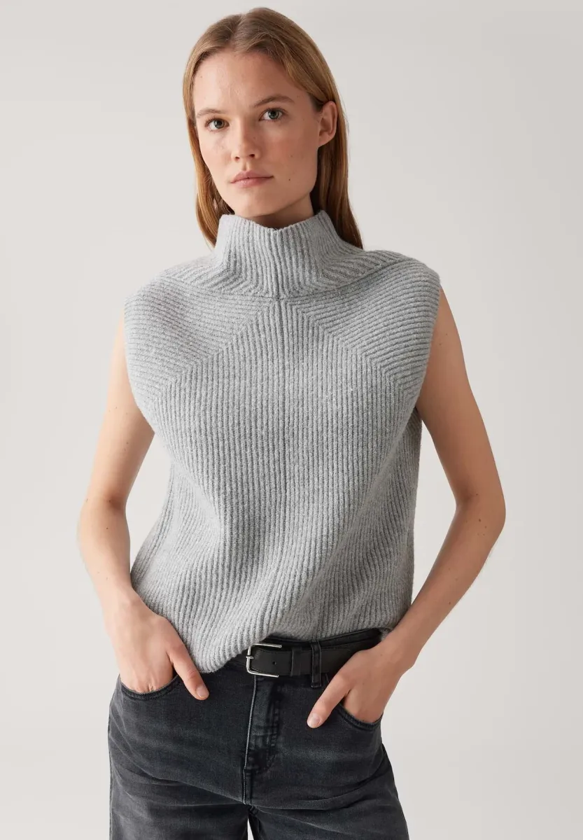 REGULAR FIT FUNNEL NECK - Strickpullover - hazy fog melange