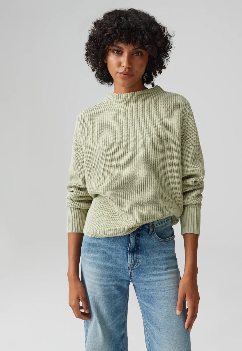 REGULAR FIT FUNNEL NECK - Strickpullover - soft matcha