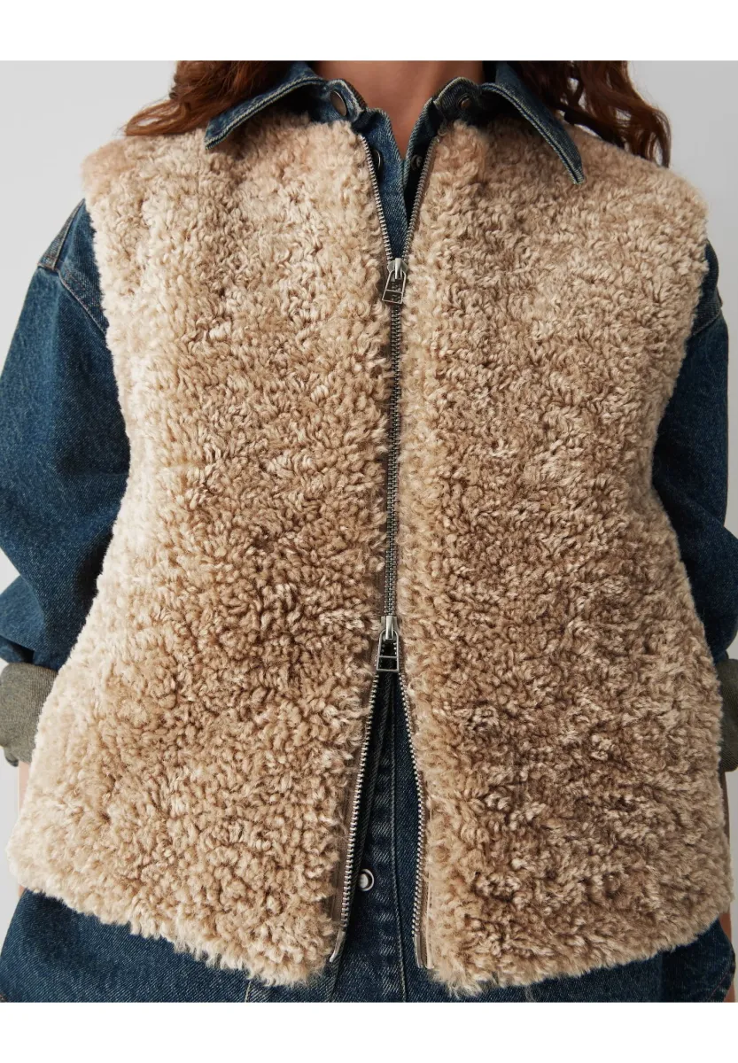 REGULAR FIT FUR LOOK - Weste - caramel