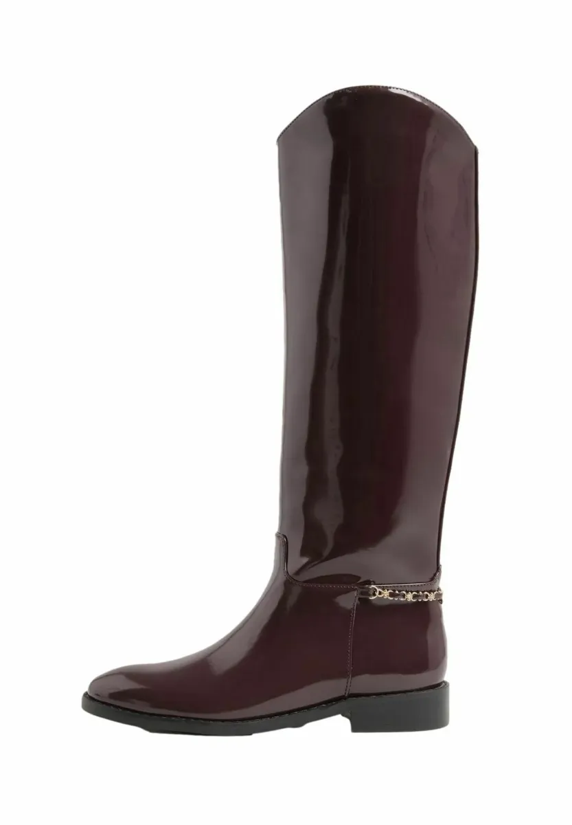 REGULAR FIT - GLOSSY RIDING WITH STIRRUP CHAIN DETAIL - Stiefel - burgundy red