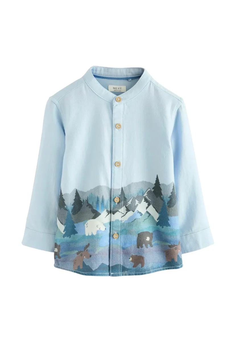 REGULAR FIT GRANDAD CHRISTMAS PRINTED  - Hemd - blue scene