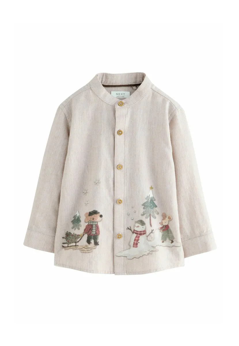 REGULAR FIT GRANDAD CHRISTMAS PRINTED  - Hemd - neutral scene