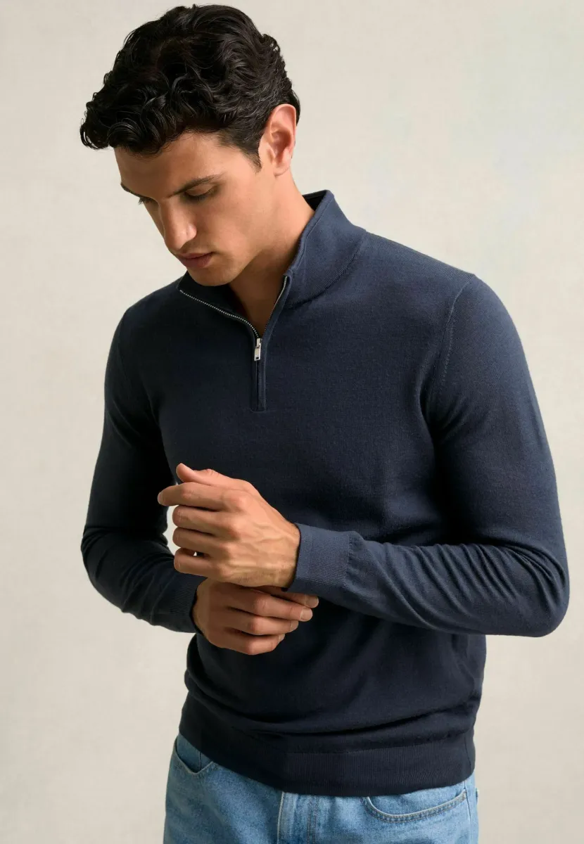 REGULAR FIT - HALF - Strickpullover - midnight navy