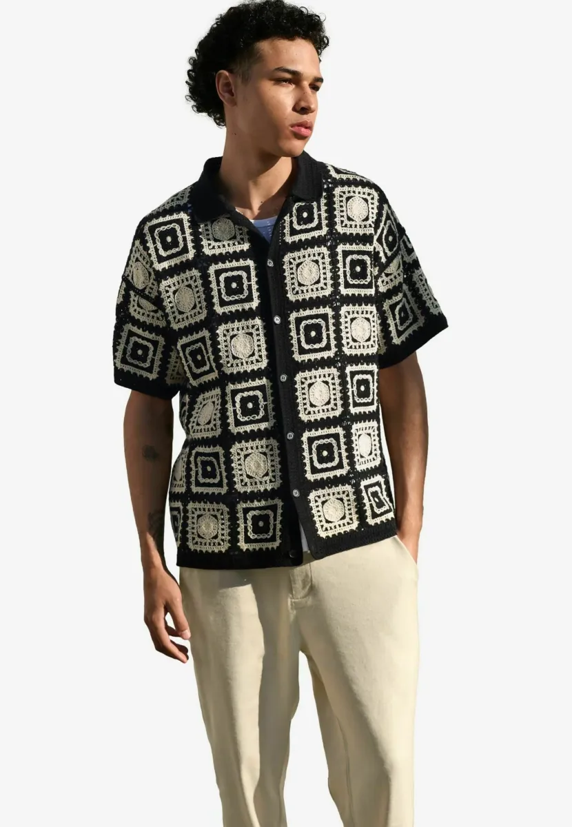 REGULAR FIT  - Hemd - black ecru white