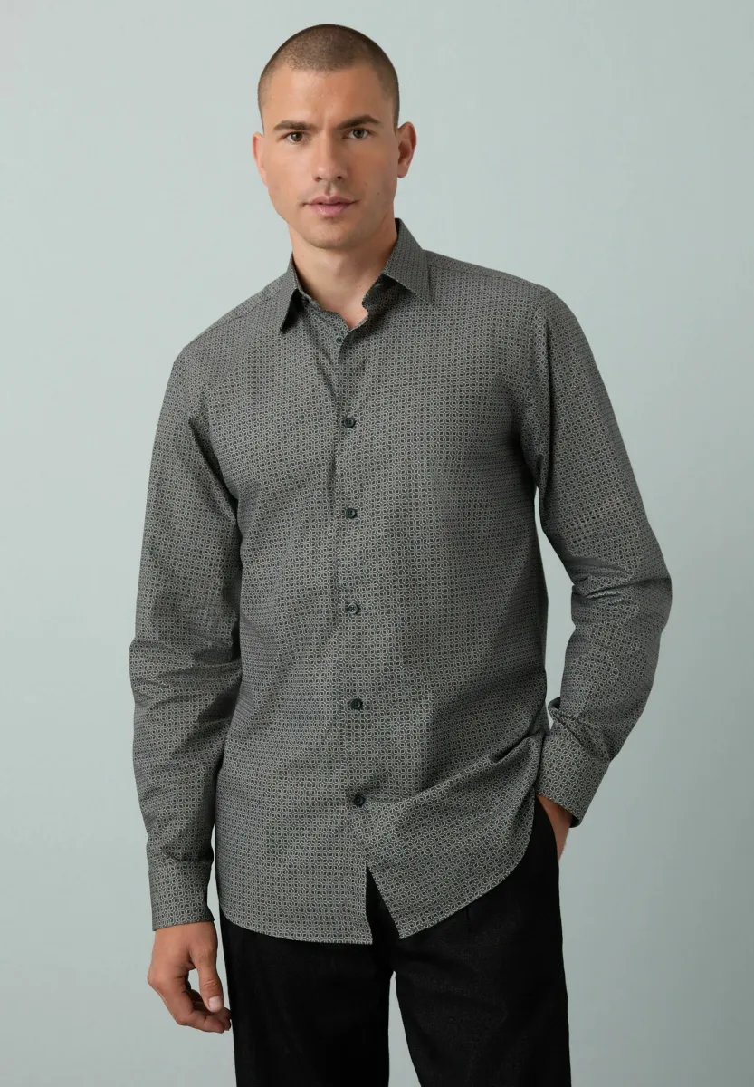 REGULAR FIT - Hemd - forest green geometric
