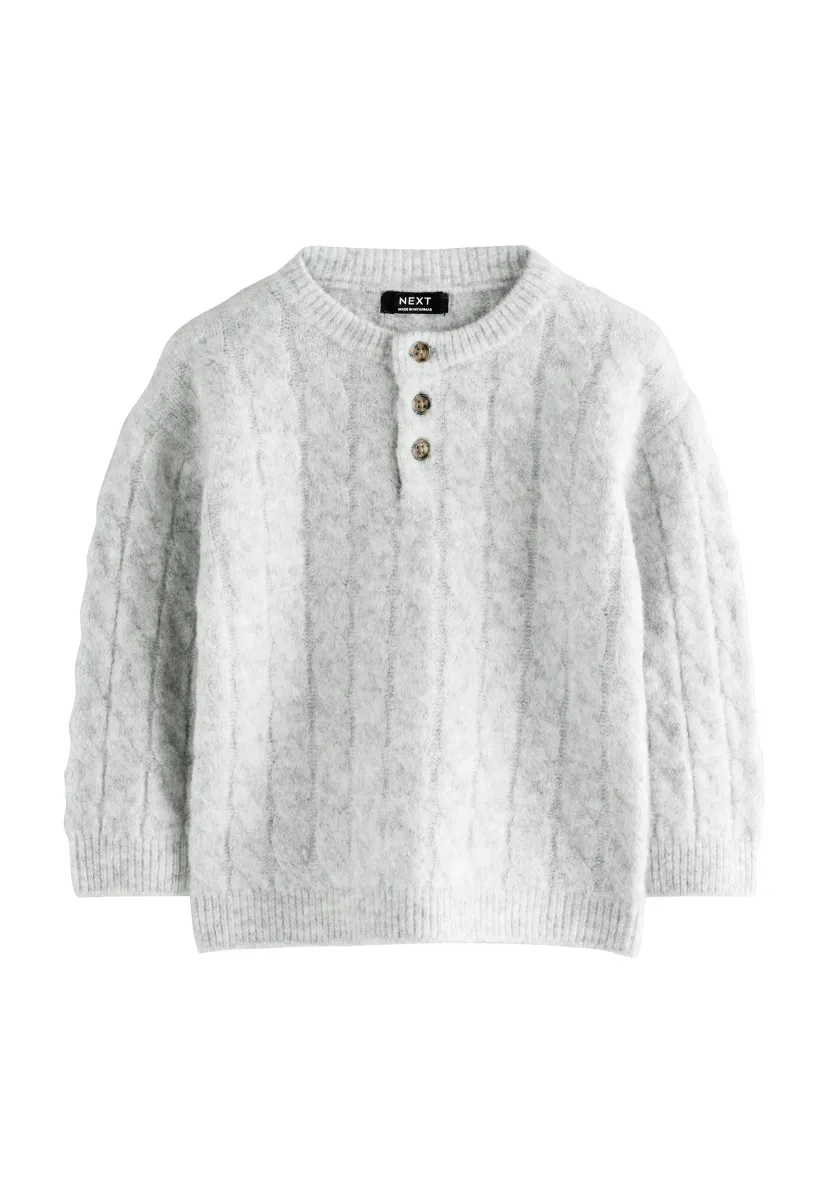 REGULAR FIT HENLEY - Strickpullover - grey