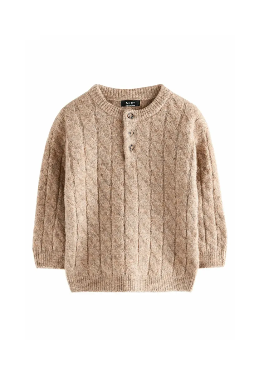 REGULAR FIT HENLEY - Strickpullover - neutral