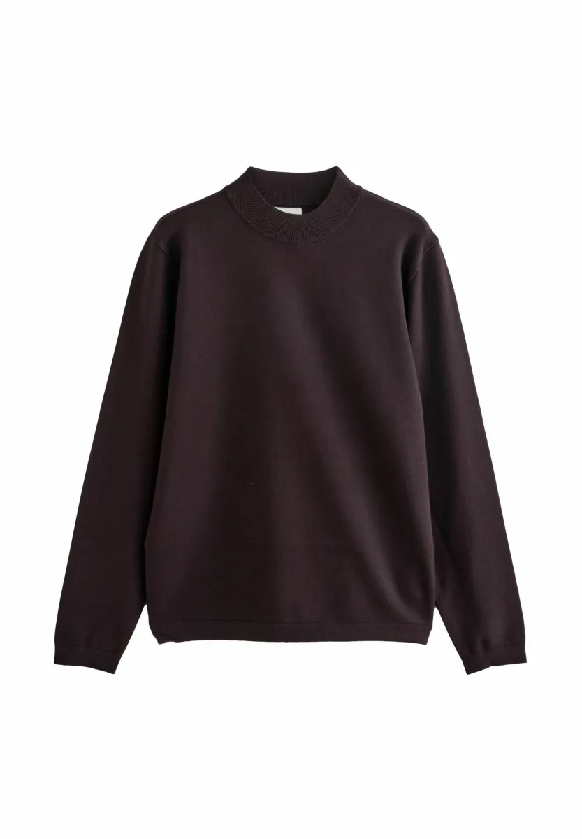 REGULAR FIT HIGH CREW NECK - Strickpullover - chocolate brown