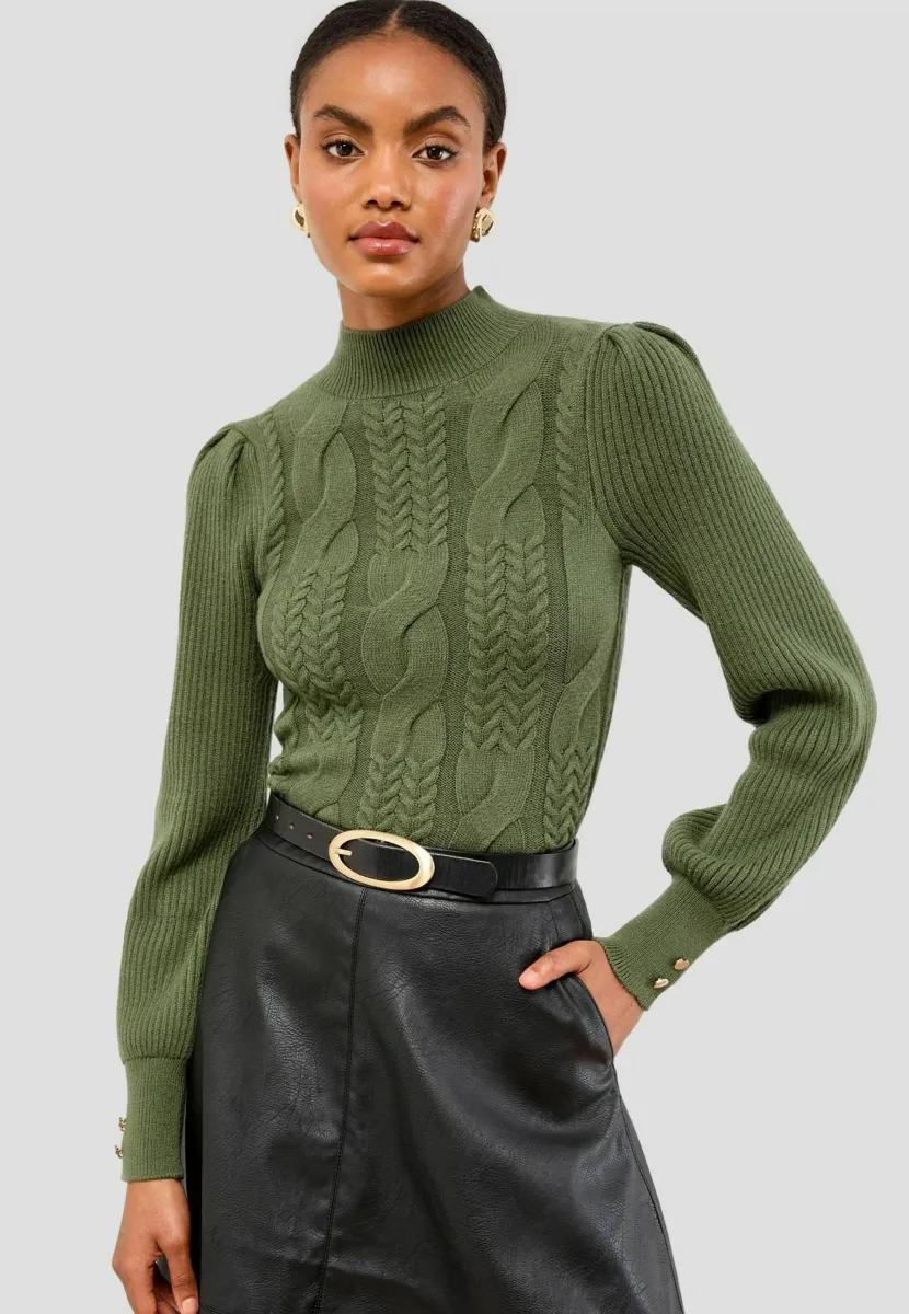 REGULAR FIT - HIGH NECK  - Strickpullover - dark green
