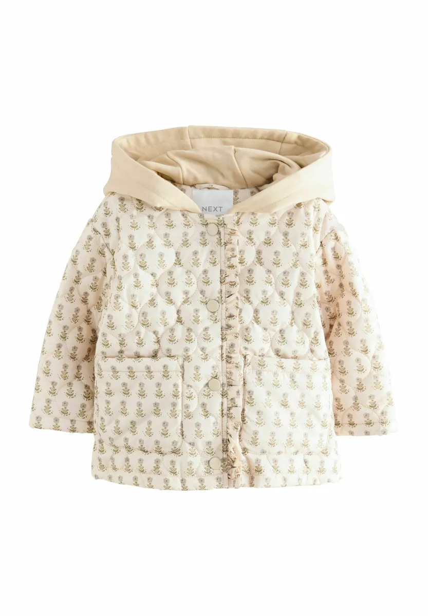 REGULAR FIT - HOOD DITSY PRINT PADDED - Winterjacke - ecru