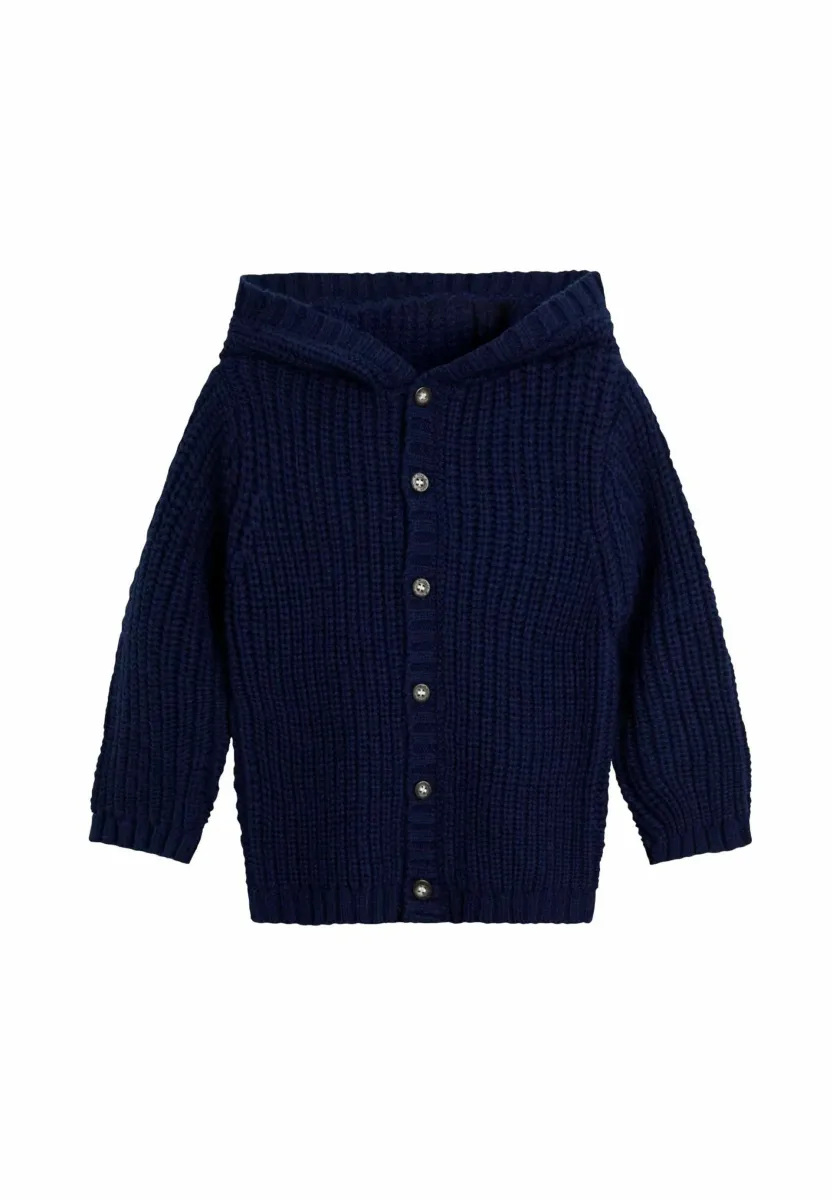 REGULAR FIT - HOODED - Strickjacke - blue