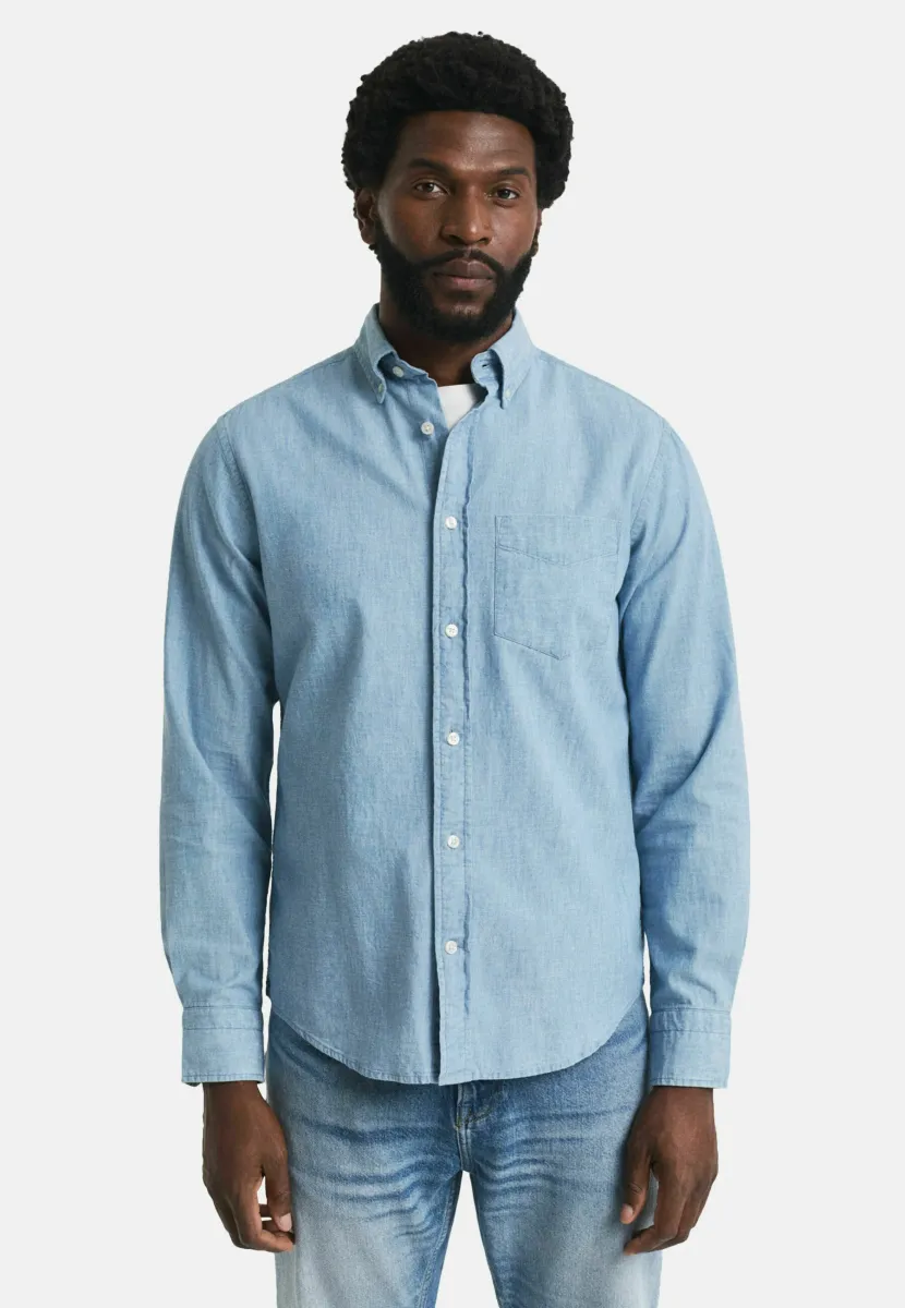 REGULAR FIT INDIGO CHAMBRAY - Hemd - light blue