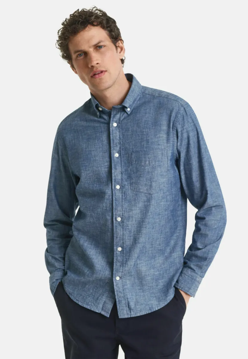 REGULAR FIT INDIGO CHAMBRAY - Hemd - mid blue
