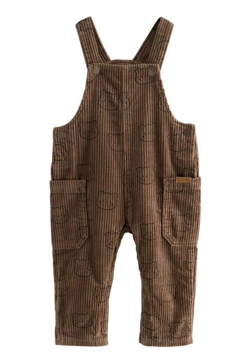REGULAR FIT - Latzhose - brown bear print