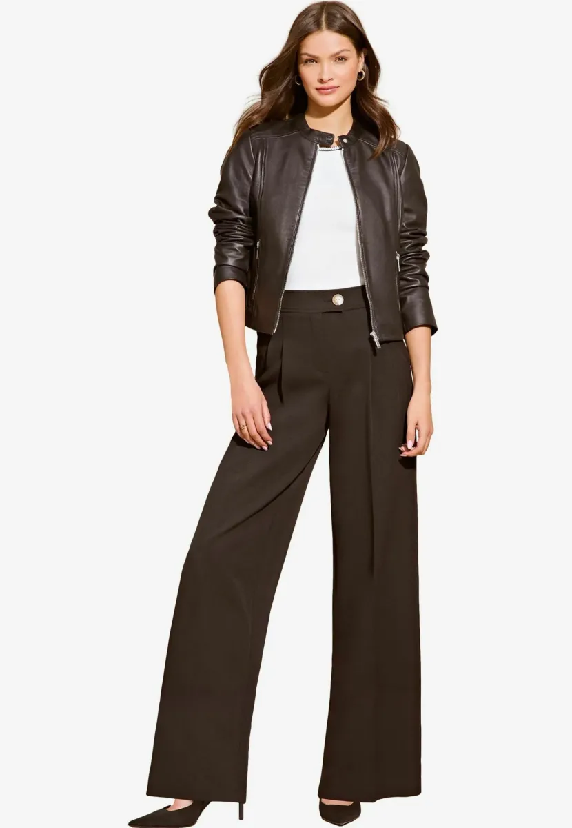 REGULAR FIT - Lederjacke - black