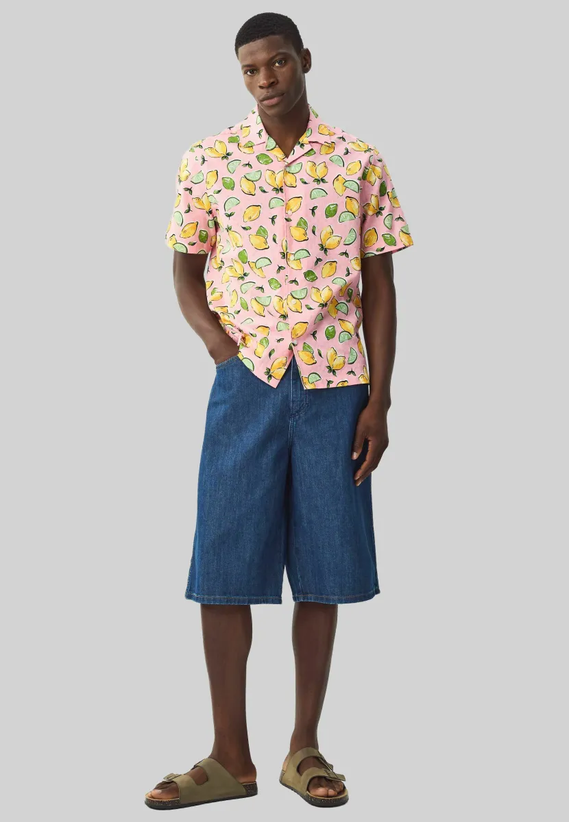 REGULAR FIT - LEMON FRUIT PRINTED SHORT SLEEVE - Hemd - pink