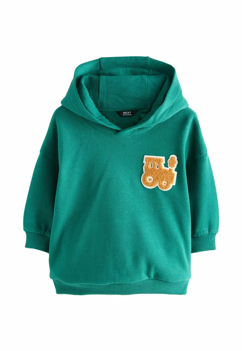 REGULAR FIT - LONG SLEEVE APPLIQUE - Kapuzenpullover - green yellow tractor print