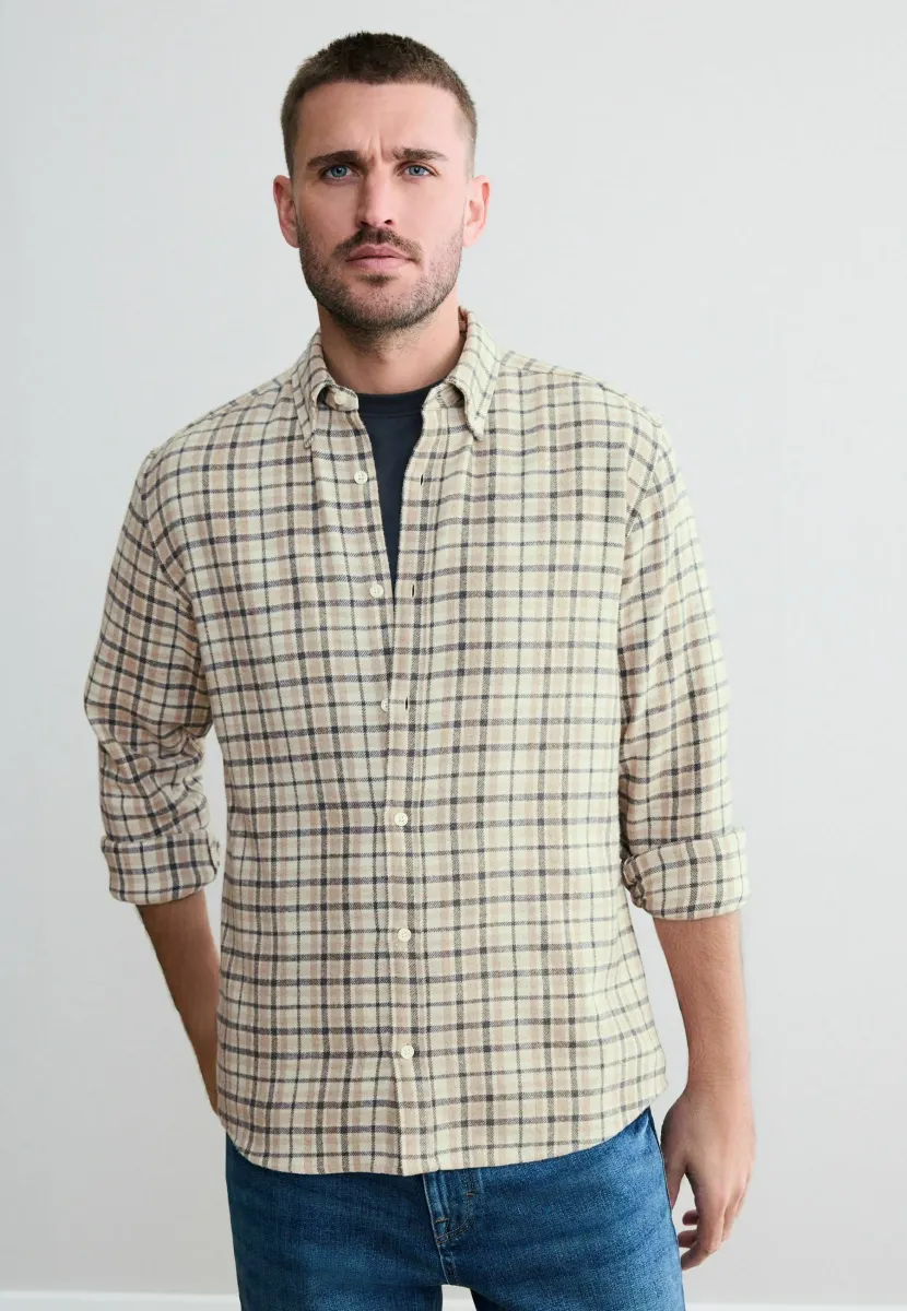 REGULAR FIT - LONG SLEEVE CHECK - Hemd - ecru