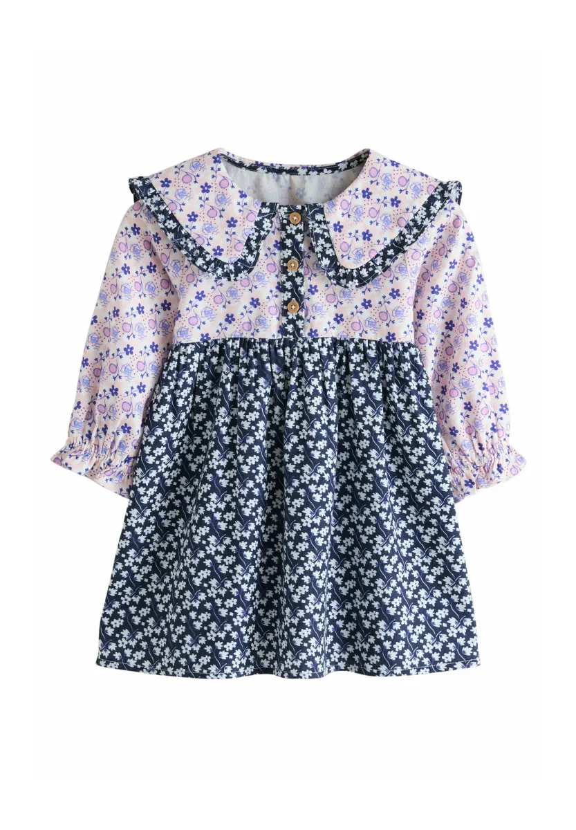 REGULAR FIT - LONG SLEEVE COLLAR - Blusenkleid - multi/navy/ditsy