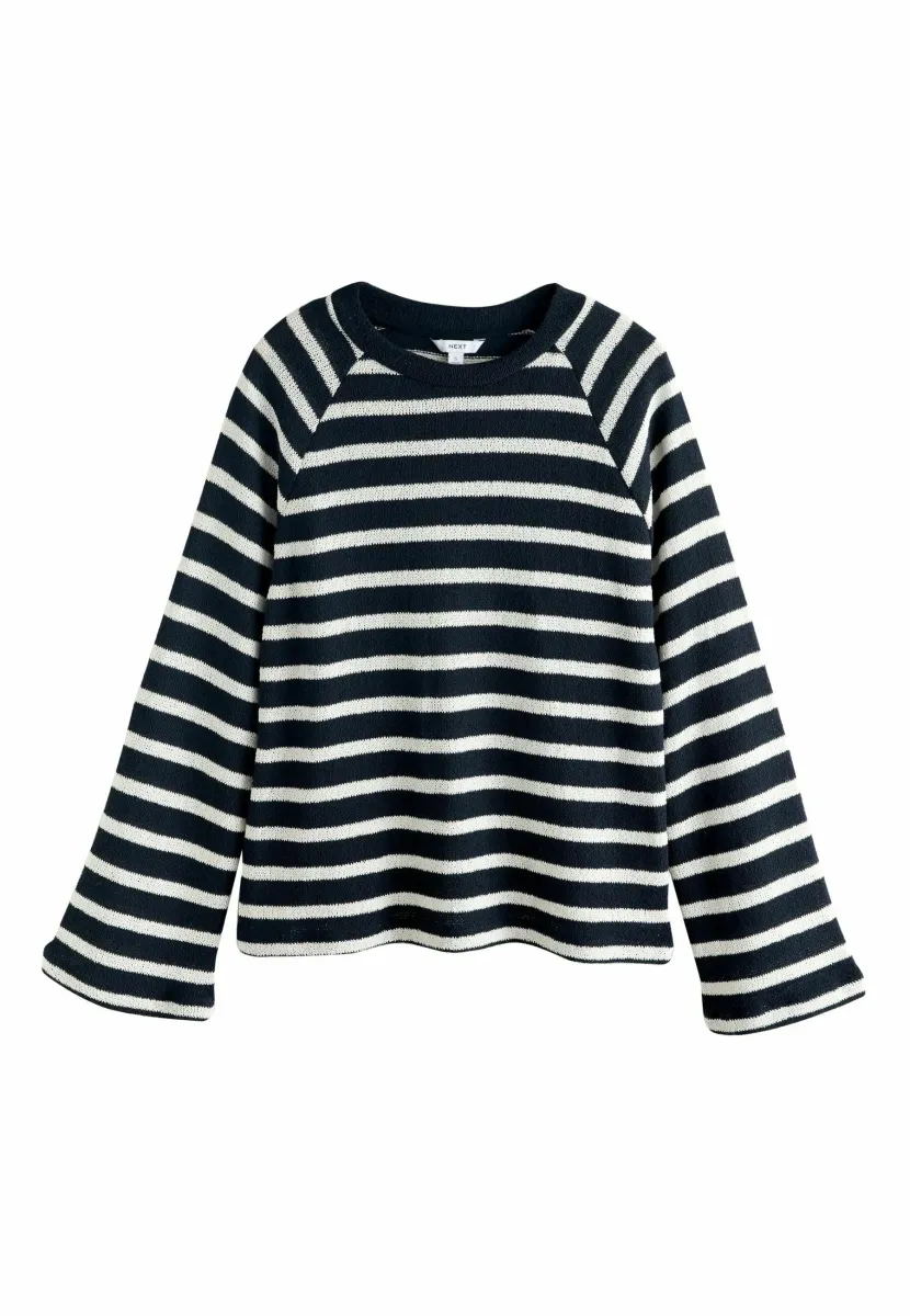 REGULAR FIT - LONG SLEEVE CREW NECK - Strickpullover - navy and ecru stripe