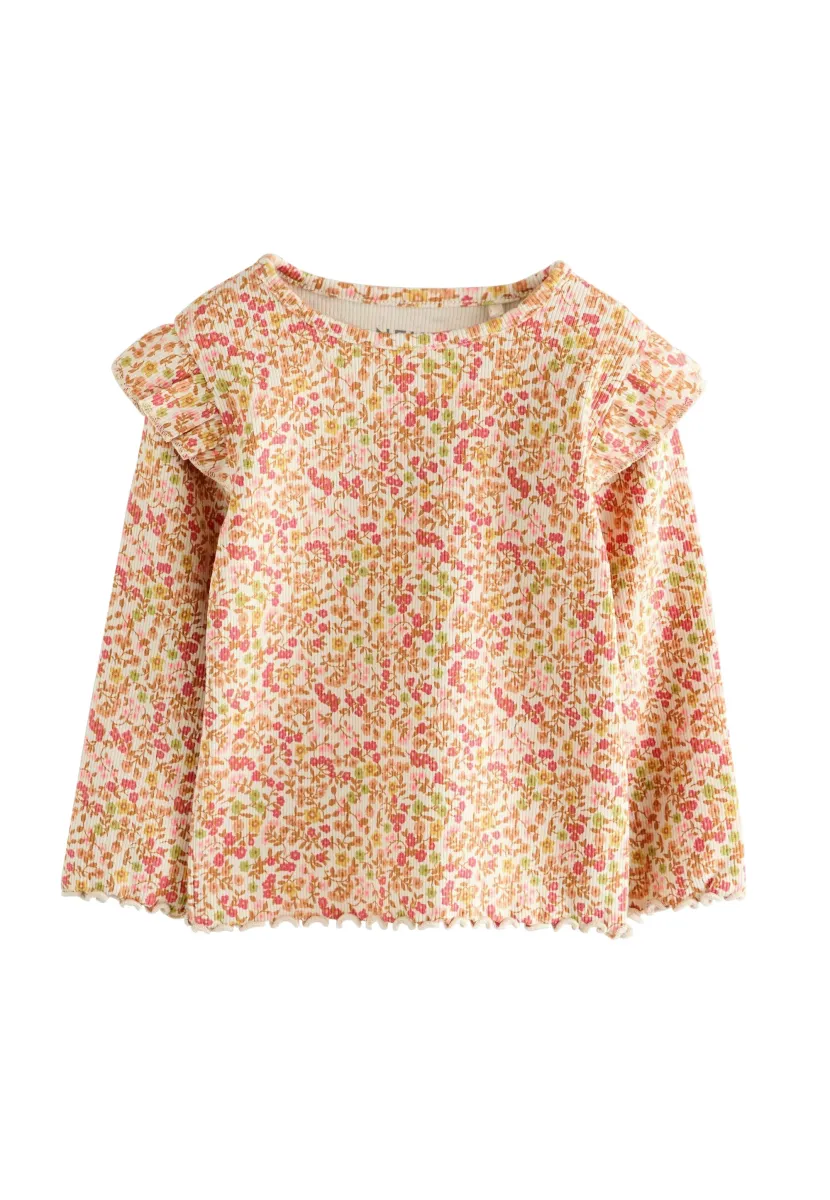 REGULAR FIT - LONG SLEEVE FRILL - Langarmshirt - orange ditsy floral