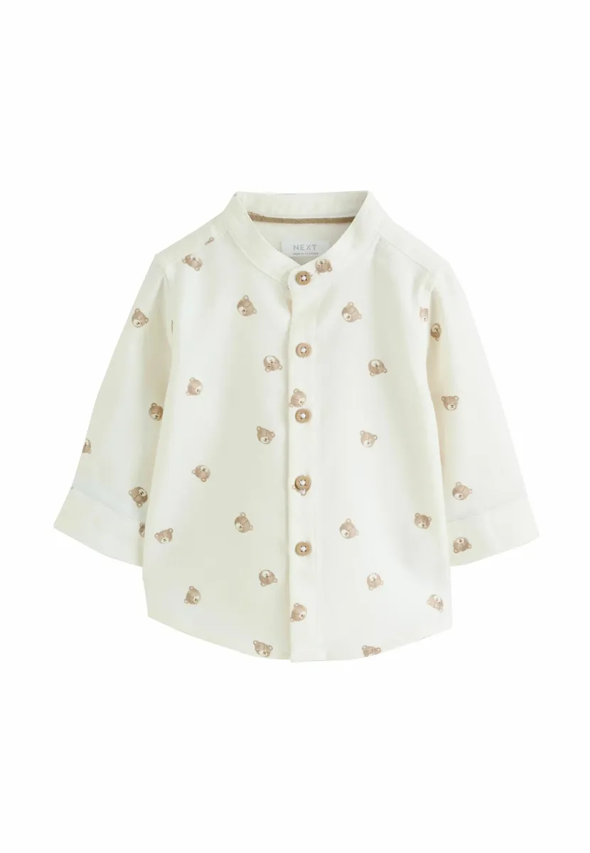 REGULAR FIT LONG SLEEVE GRANDAD COLLAR ALL OVER PRINT CHARACTER - Hemd - ecru bear