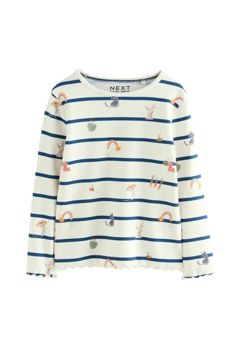 REGULAR FIT LONG SLEEVE - Langarmshirt - ecru navy stripe character
