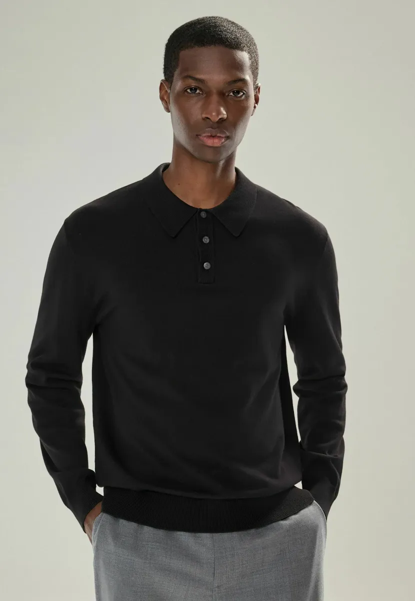 REGULAR FIT -LONG SLEEVE  - Strickpullover - black