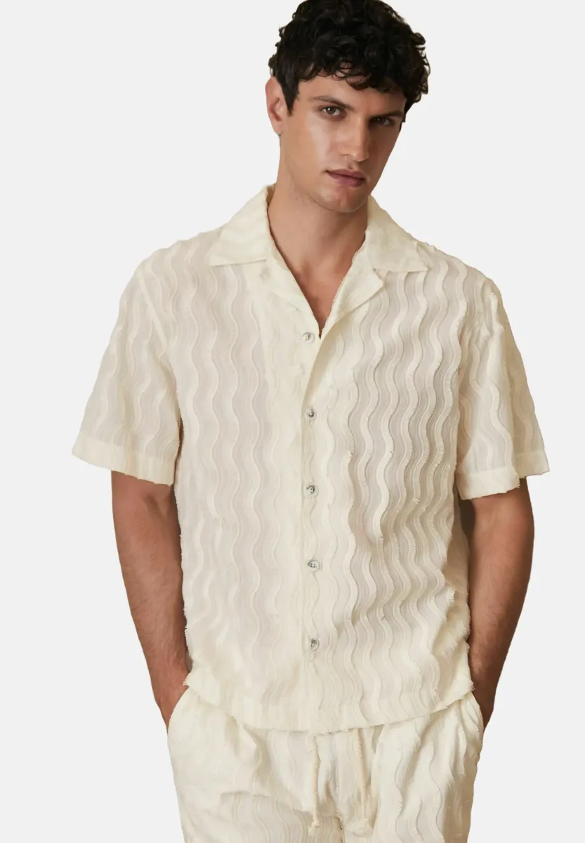 REGULAR FIT - MASTELLA CHÉ FRINGED-WAVE  - Hemd - off white