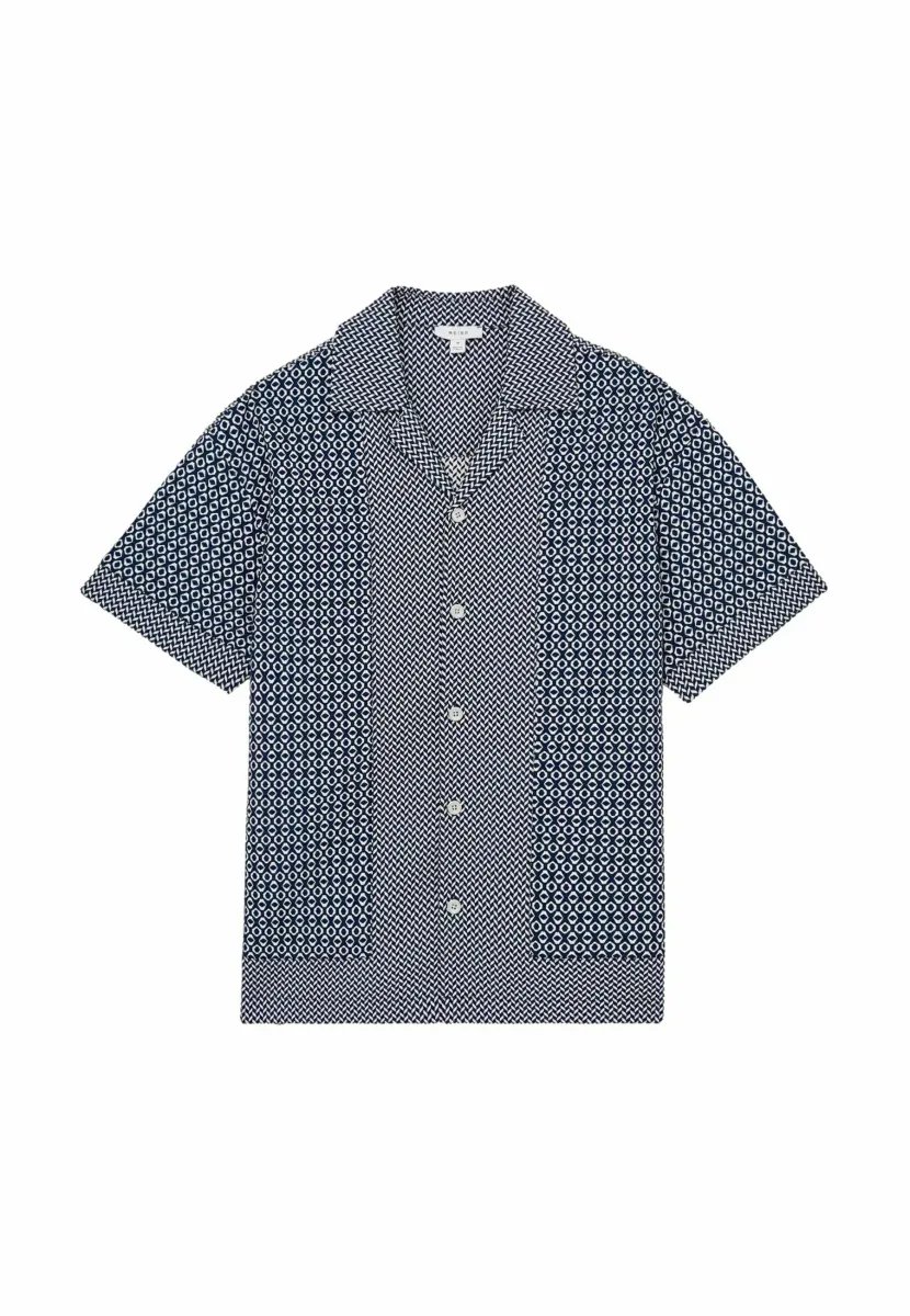 REGULAR FIT - MATISSE GEOMETRIC- CUBAN-COLLAR  - Hemd - navy white