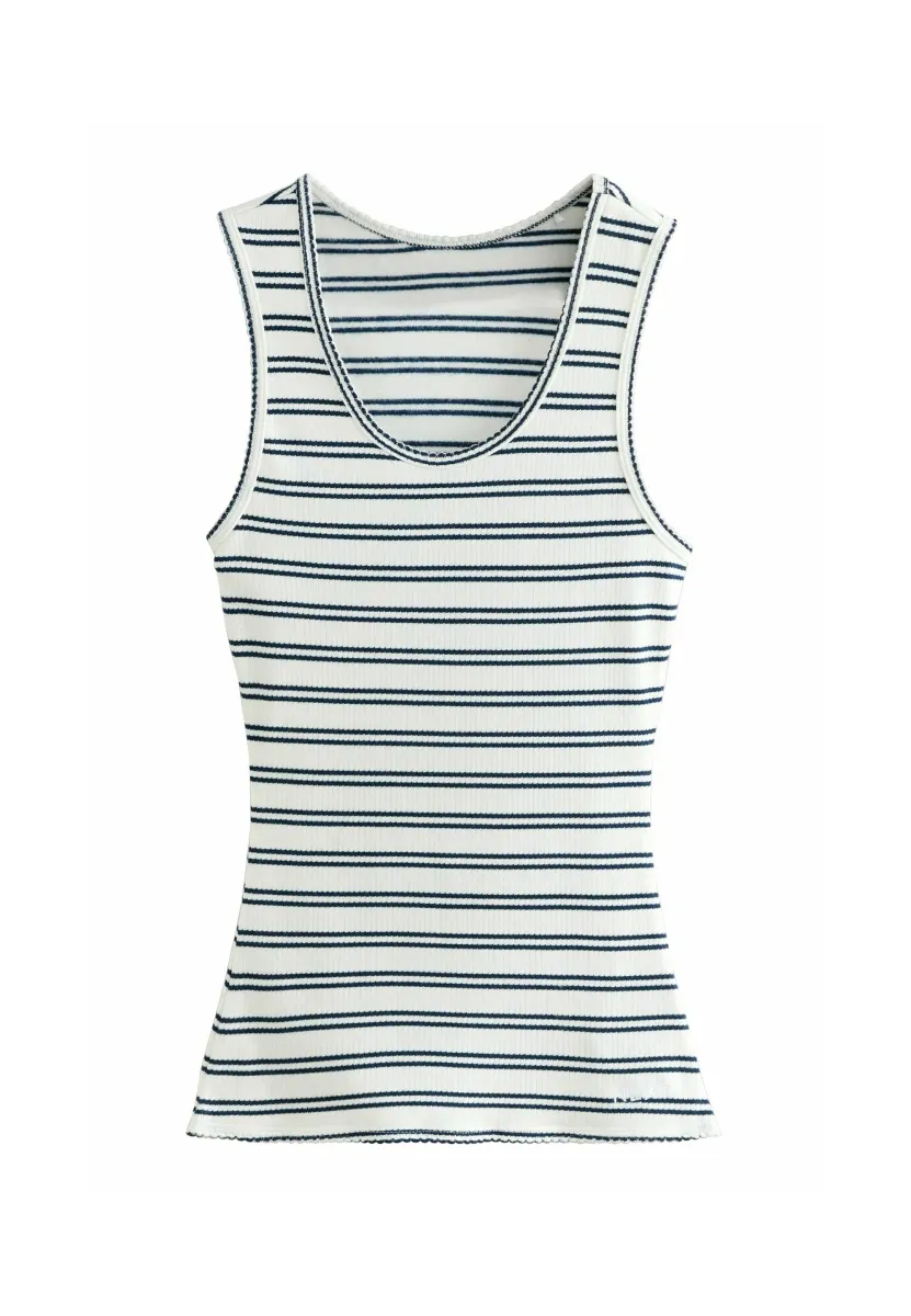 REGULAR FIT- MAXIMUM WARMTH - Top - navy cream stripe