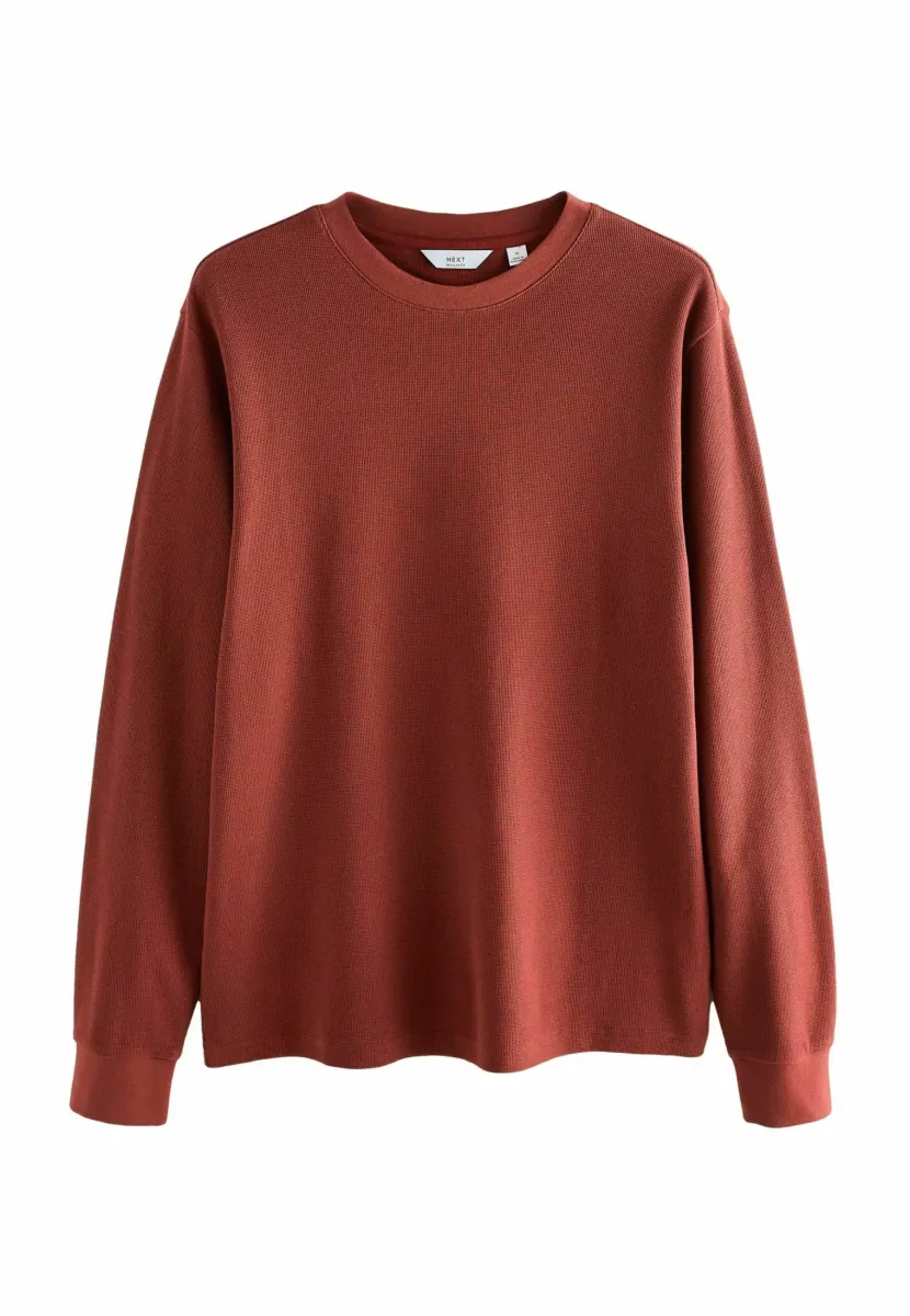 REGULAR FIT MICRO WAFFLE  - Strickpullover - rust brown
