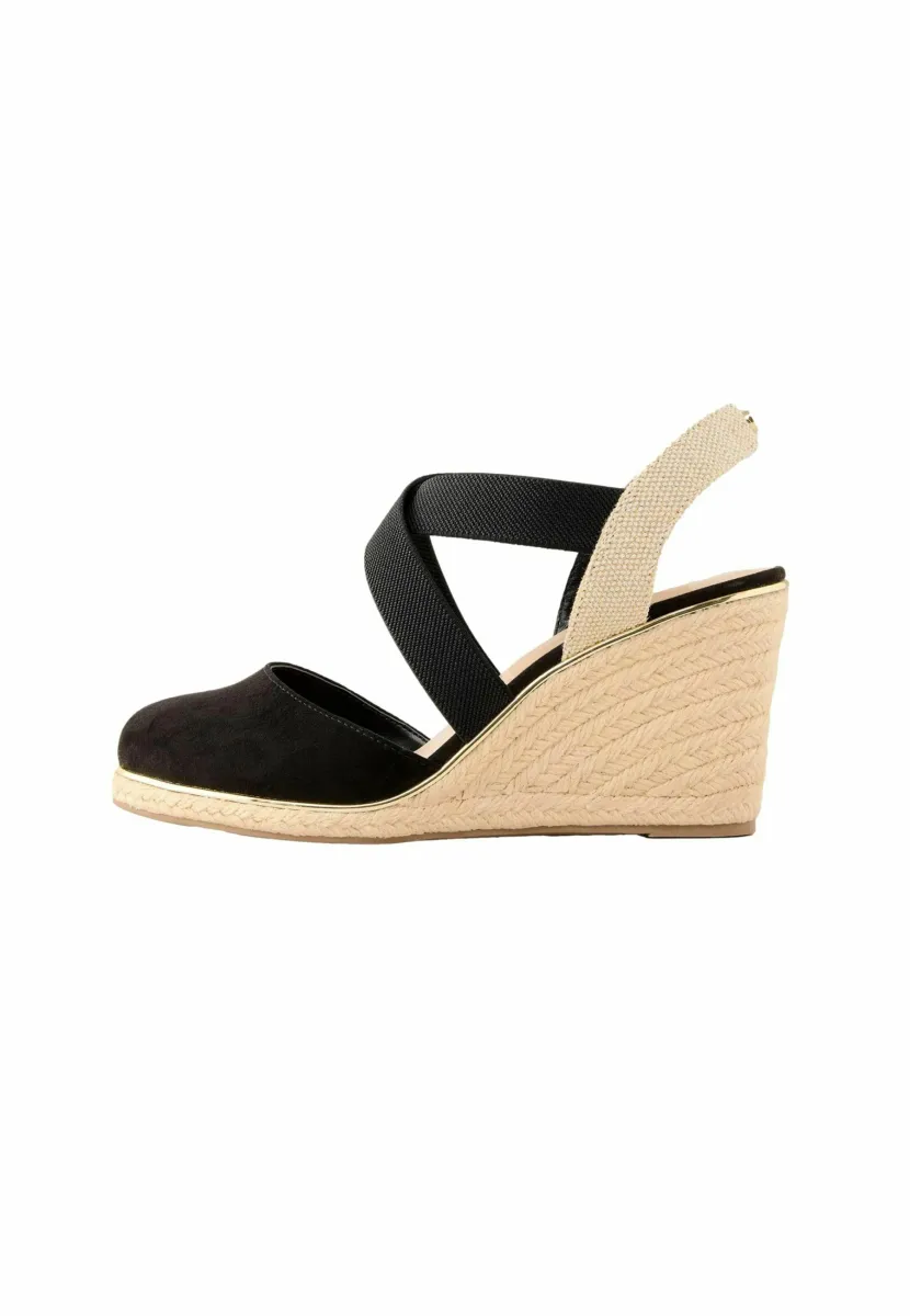 REGULAR FIT - MID CLOSED TOE CROSS STRAP - Keilpumps - black