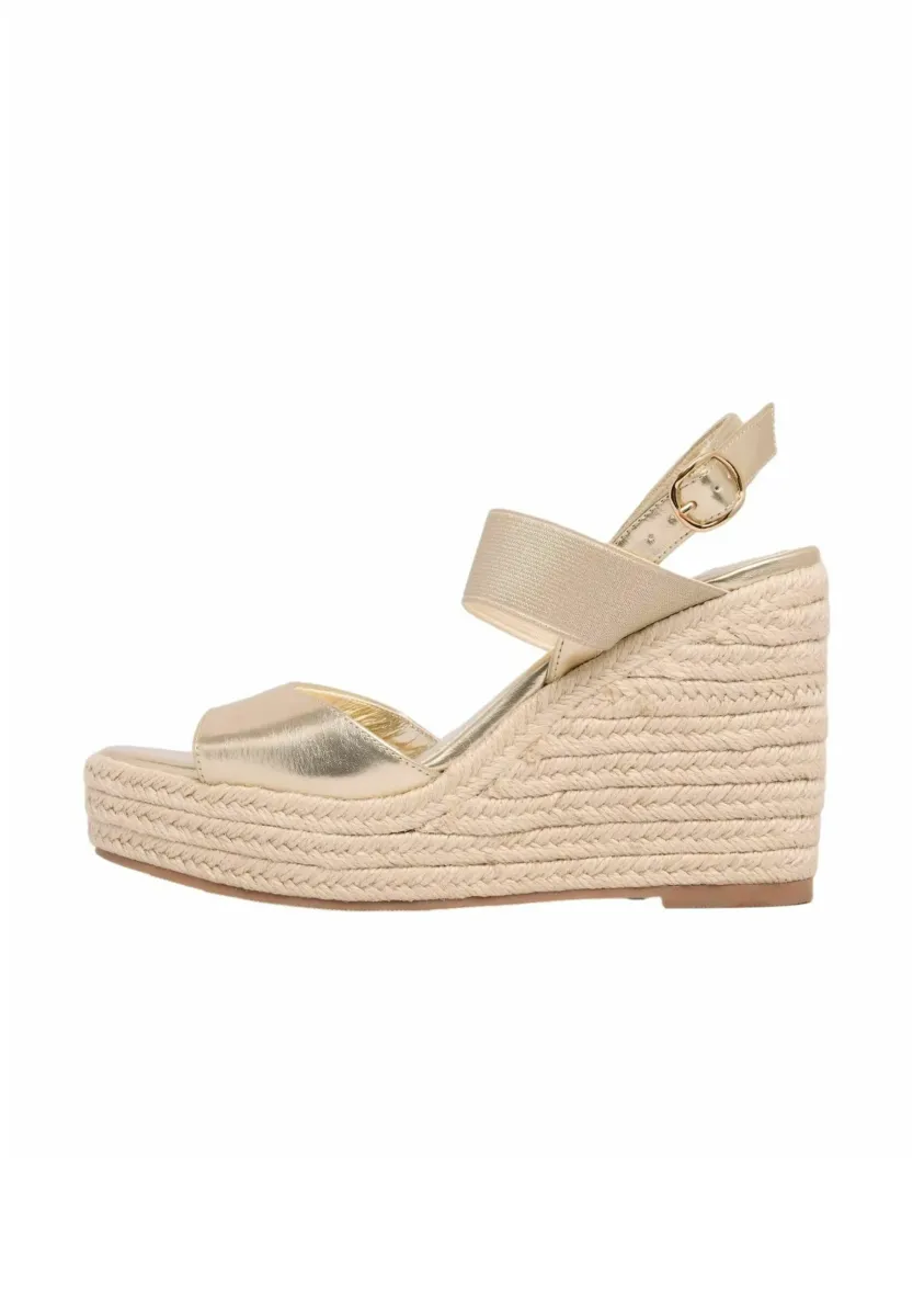 REGULAR FIT MID ELASTIC SQUARE TOE BUCKLE - High Heel Sandalette - gold