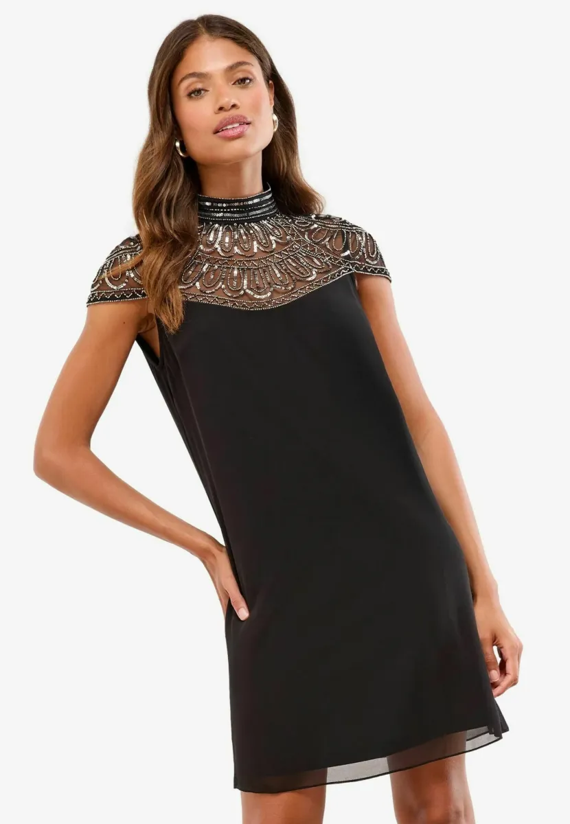 REGULAR FIT - MINI EMBELLISHED BEADED NECK - Cocktailkleid/festliches Kleid - black