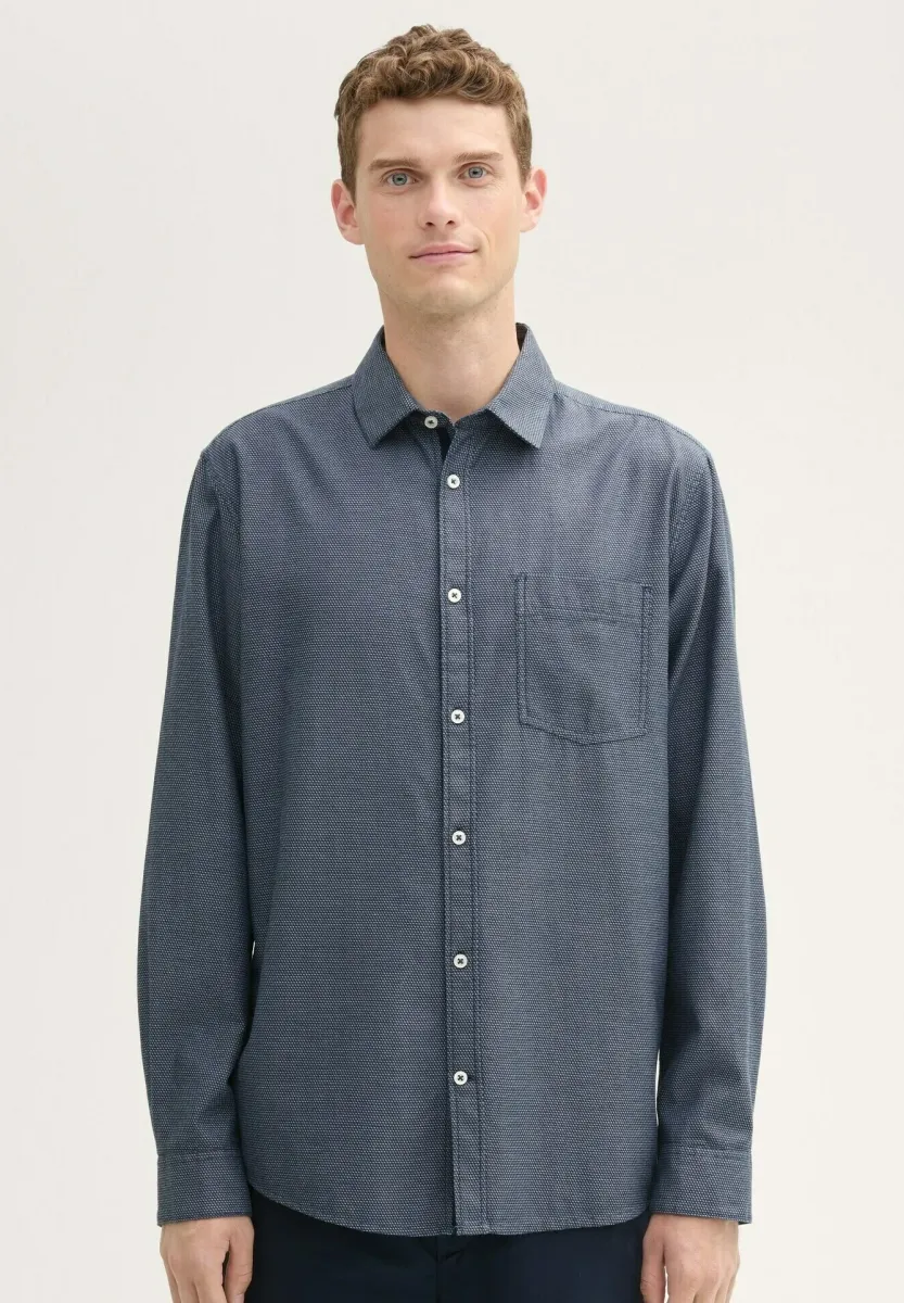 REGULAR FIT MIT STRUKTUR - Hemd - navy diagonal structure