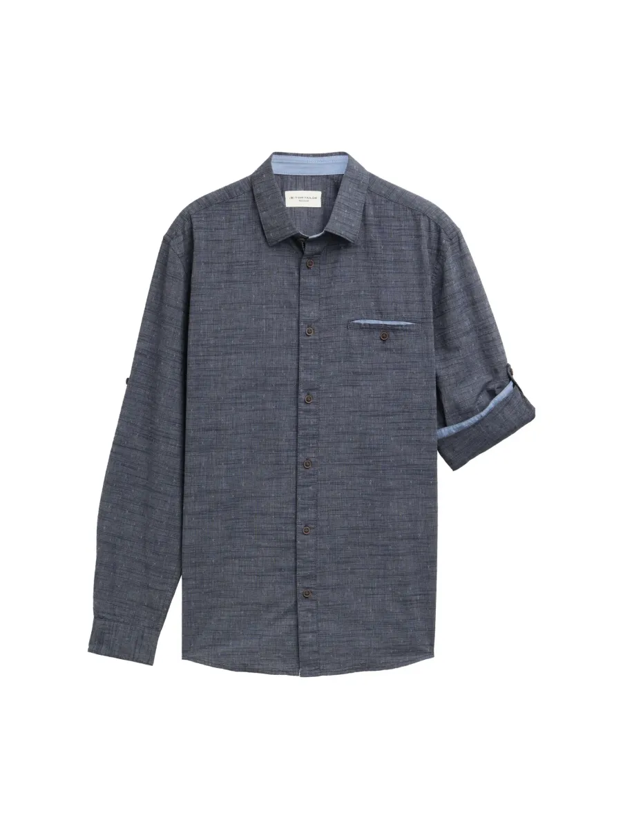 REGULAR FIT MIT TURN-UP-FUNKTION - Hemd - navy white fil a fil dobby