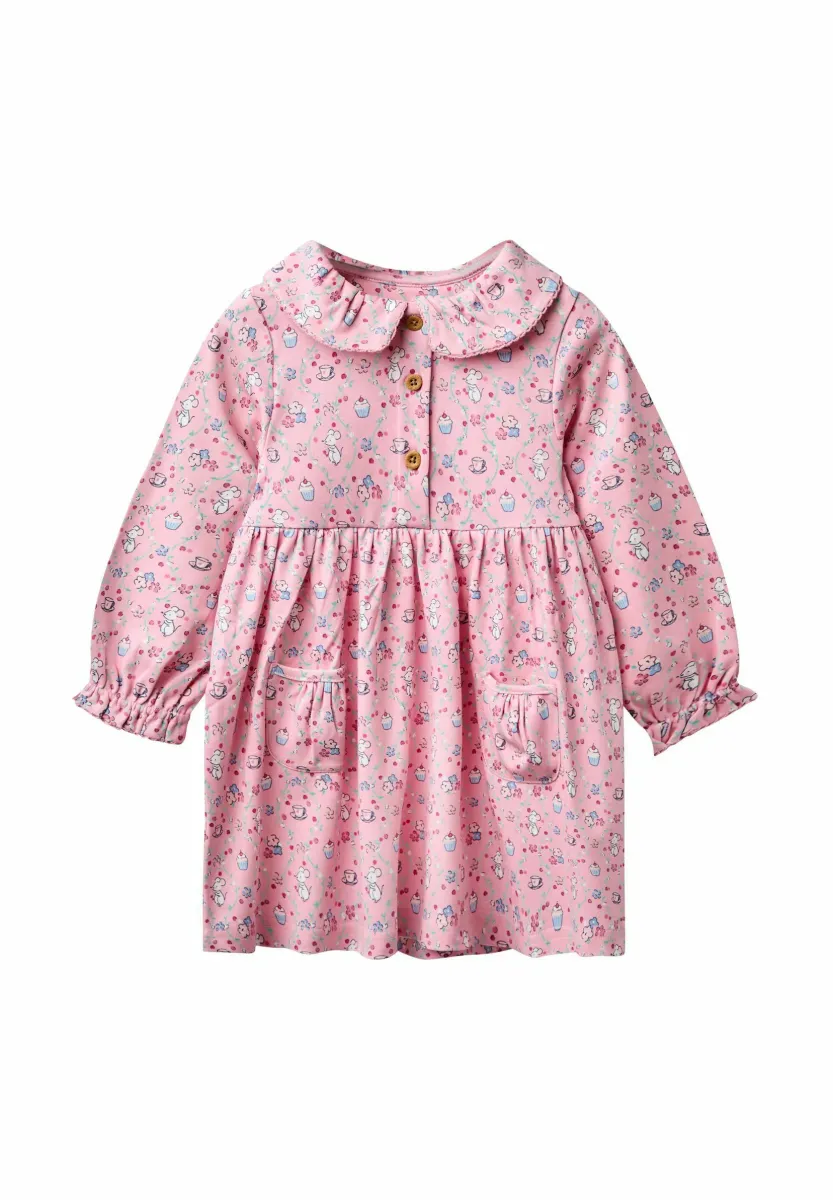 REGULAR FIT-MOUSE TEA PARTY BUTTON FRONT FRILL COLLAR - Jerseykleid - pink