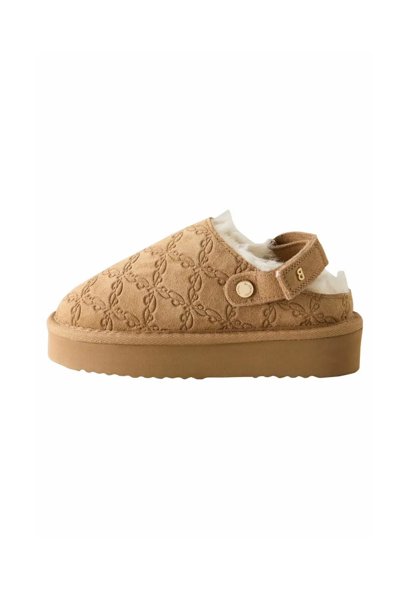 REGULAR FIT - Pantolette flach - tan embossed