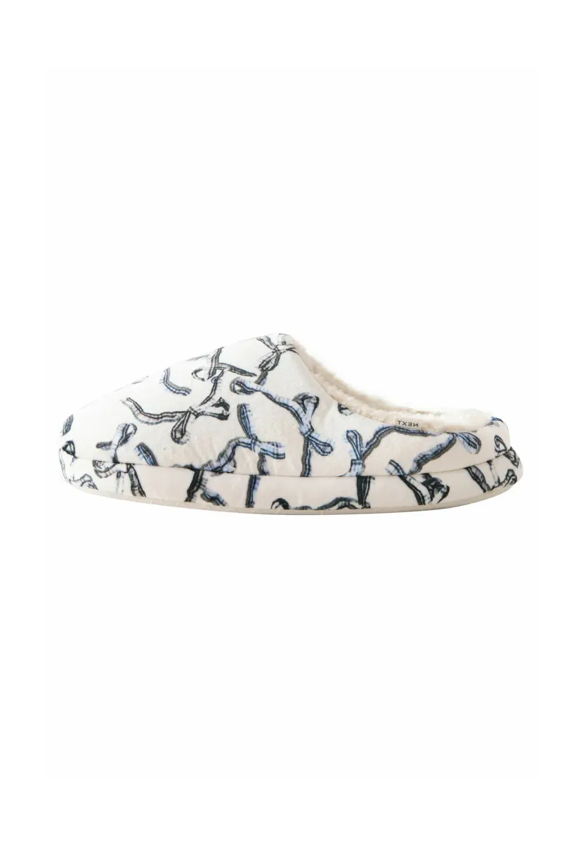 REGULAR FIT - Pantolette flach - white black bow embroidered
