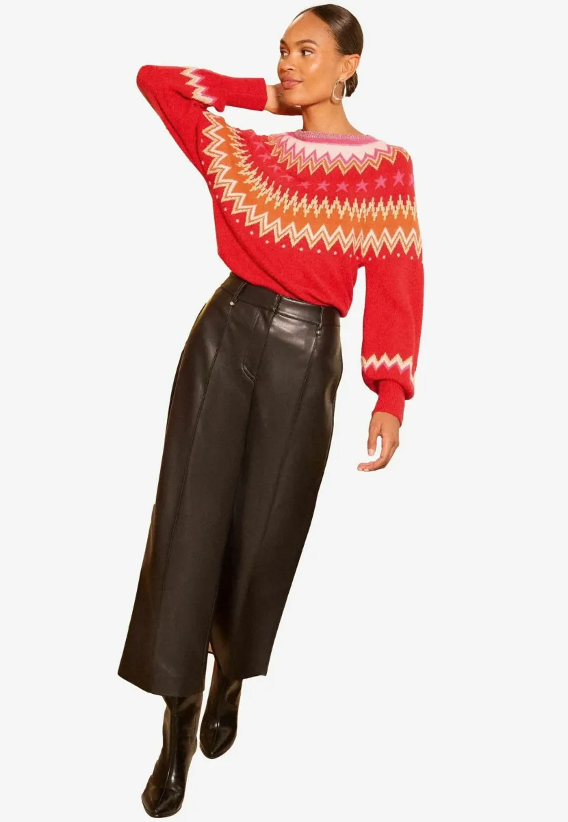 REGULAR FIT - PATTERN CREW NECK   - Strickpullover - red lurex fairisle