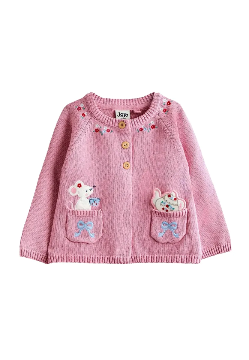 REGULAR FIT - PET IN POCKET APPLIQUE - Strickjacke - pink