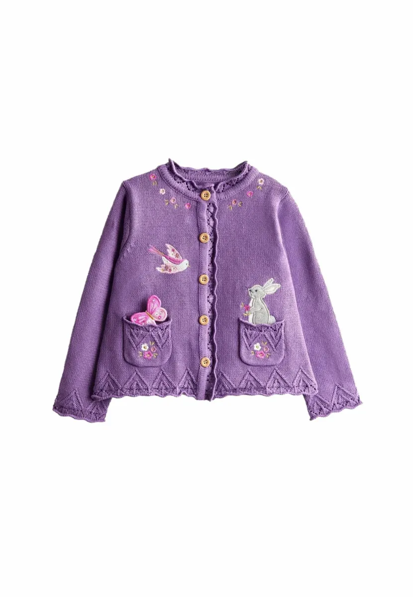 REGULAR FIT - PET IN POCKET APPLIQUE - Strickjacke - purple