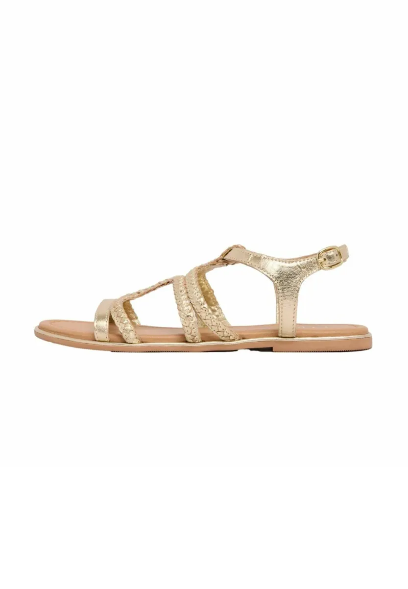 REGULAR FIT - PLAIT WEAVE FLATS - Riemensandalette - gold