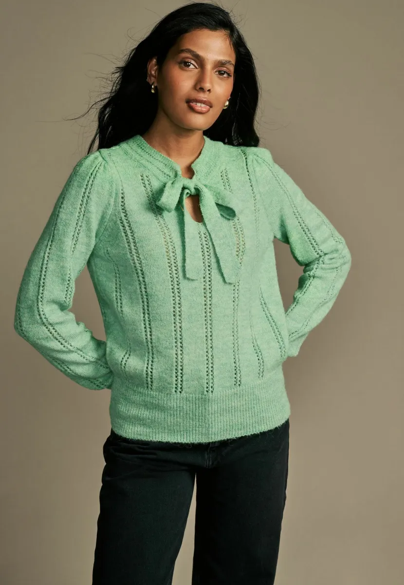 REGULAR FIT POINTELLE - Strickpullover - green